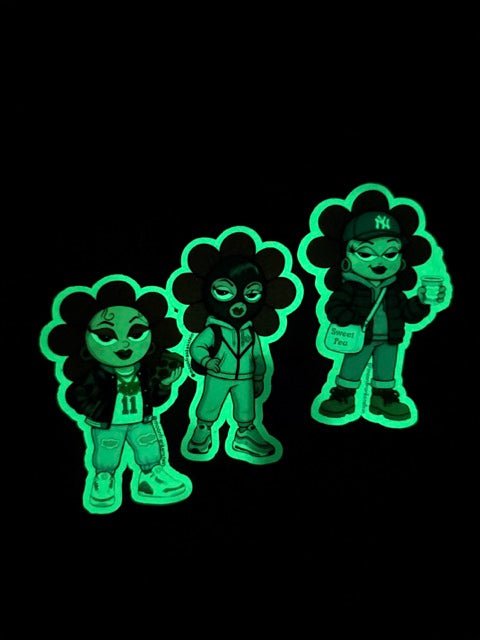 NYC Sweet Pea Glow Sticker 3 - Pack - Moon Frankenstein