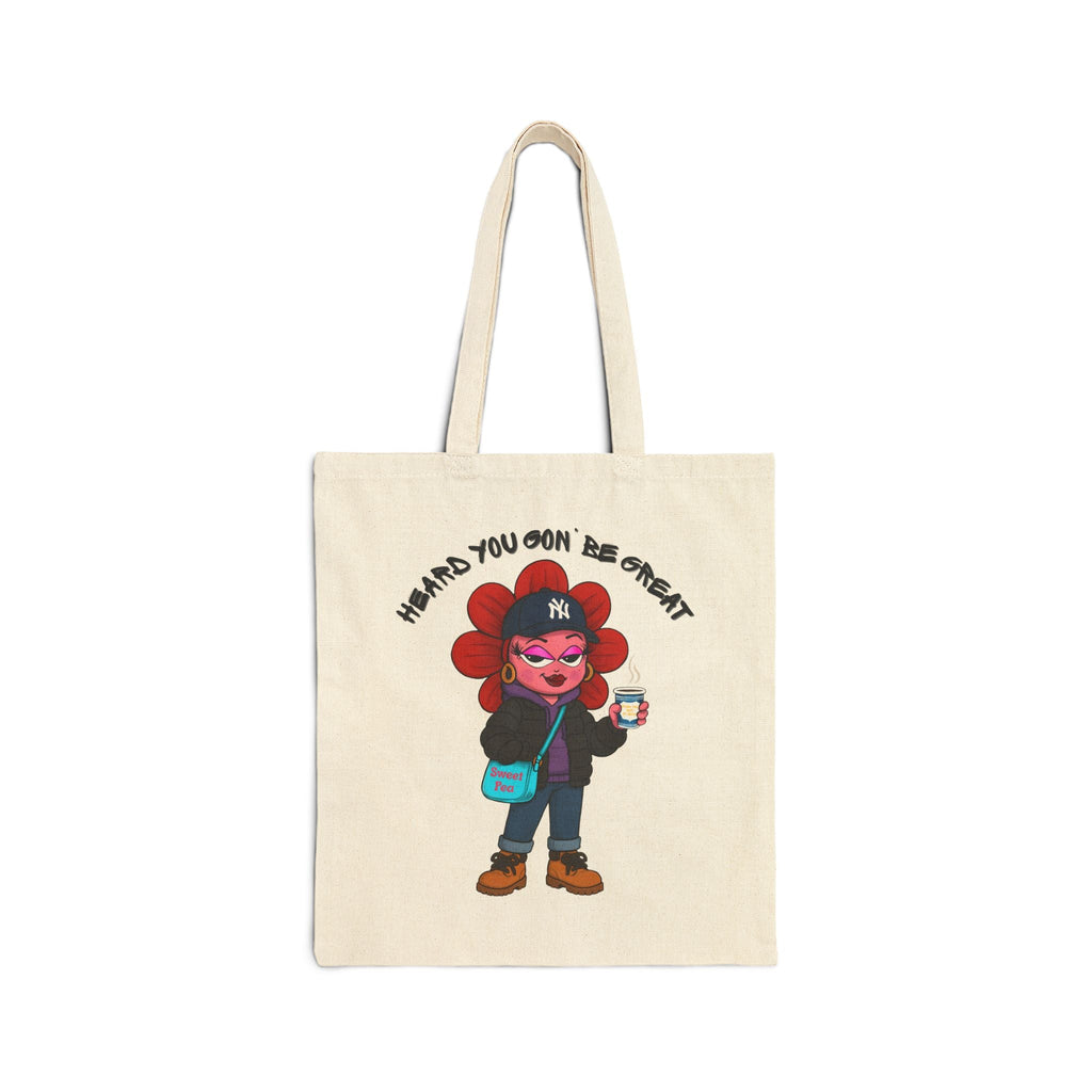 Pea - Lo Cotton Canvas Tote Bag - Moon Frankenstein