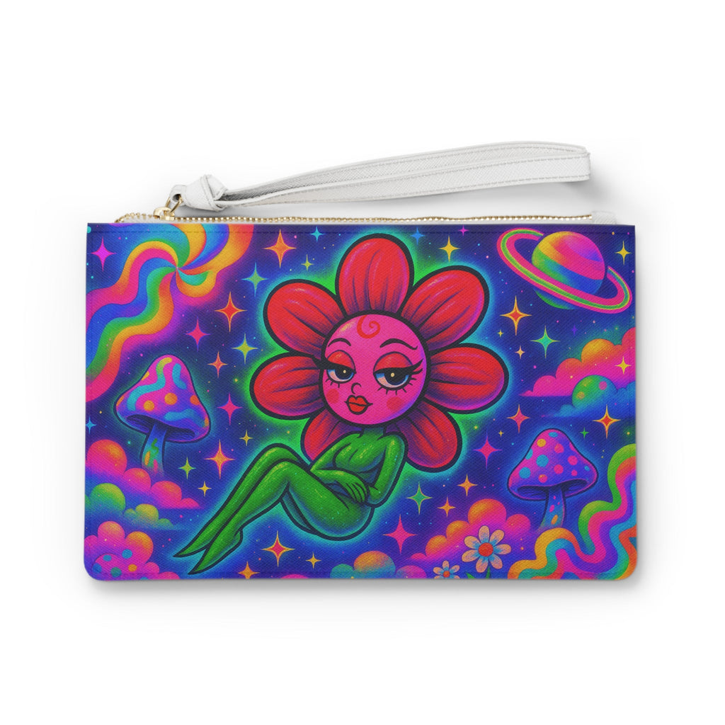 Sweet Pea: Cosmic Bloom Clutch Bag - Moon Frankenstein