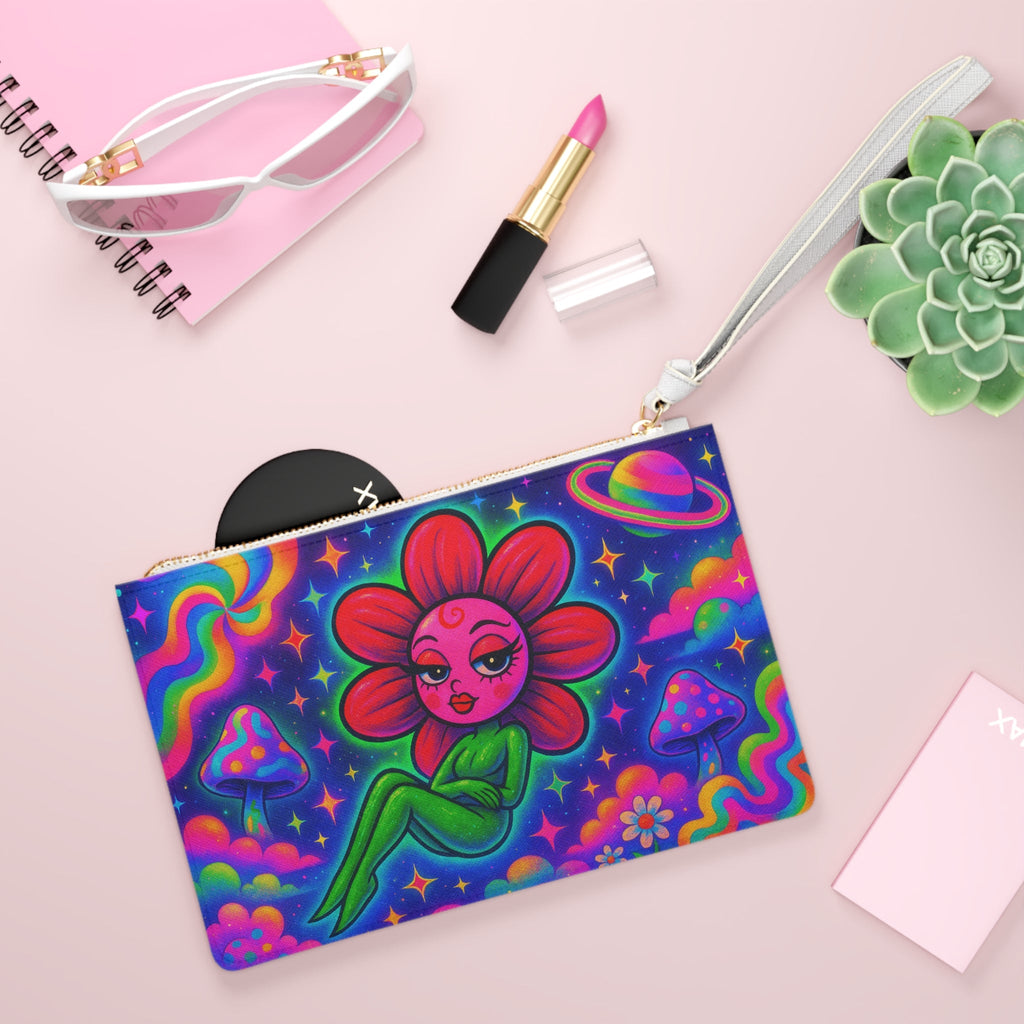 Sweet Pea: Cosmic Bloom Clutch Bag - Moon Frankenstein