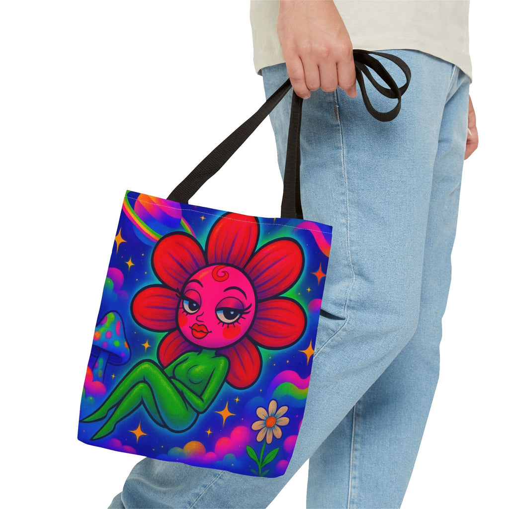 Sweet Pea: Cosmic Bloom Everyday Tote Bag - Moon Frankenstein