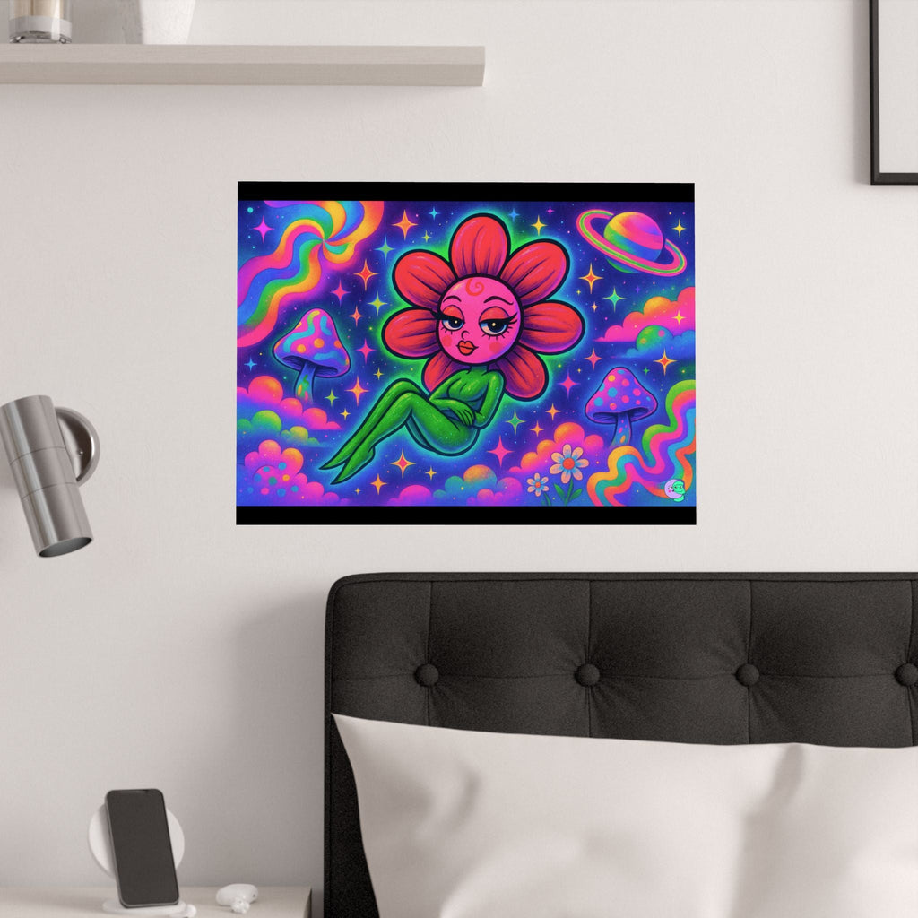 Sweet Pea: Cosmic Bloom Satin Poster - Moon Frankenstein