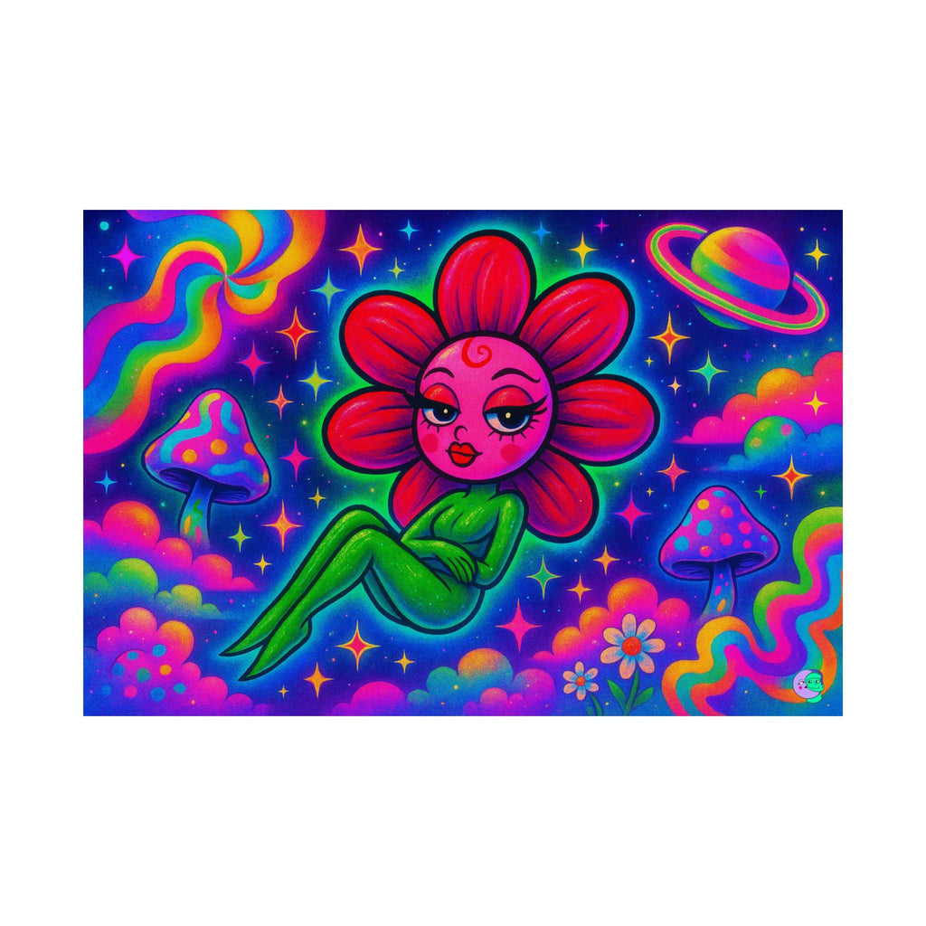 Sweet Pea: Cosmic Bloom Satin Poster - Moon Frankenstein