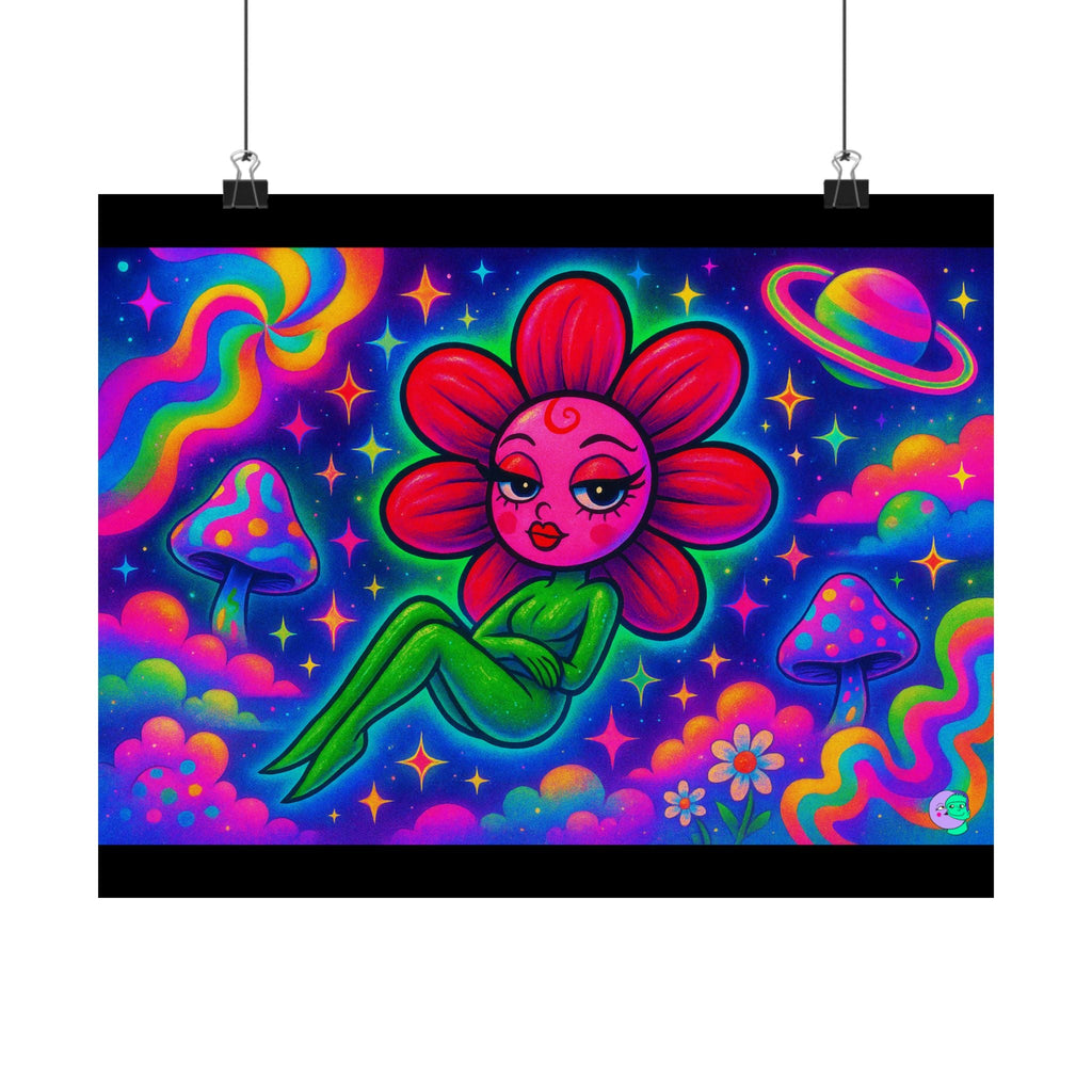 Sweet Pea: Cosmic Bloom Satin Poster - Moon Frankenstein