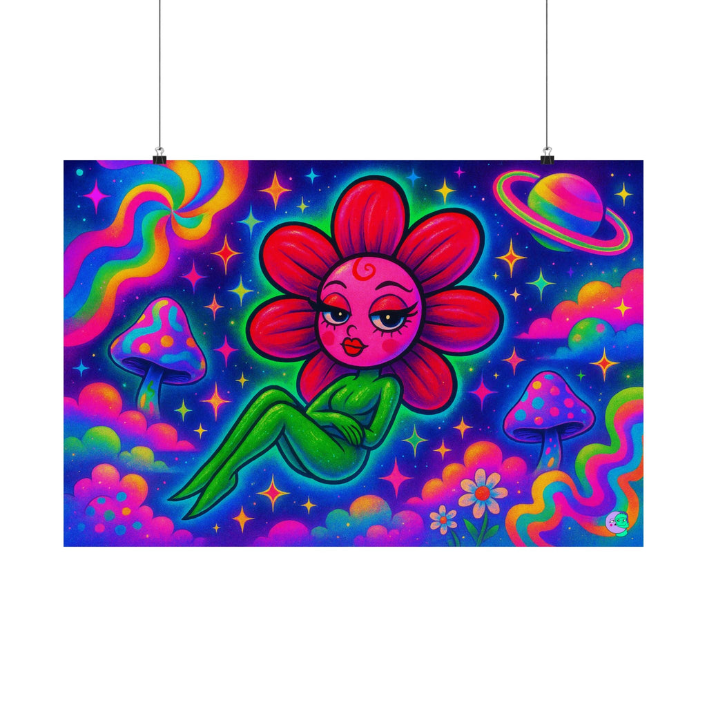 Sweet Pea: Cosmic Bloom Satin Poster - Moon Frankenstein