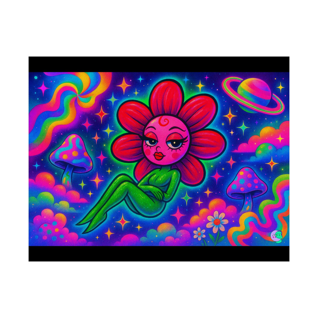 Sweet Pea: Cosmic Bloom Satin Poster - Moon Frankenstein