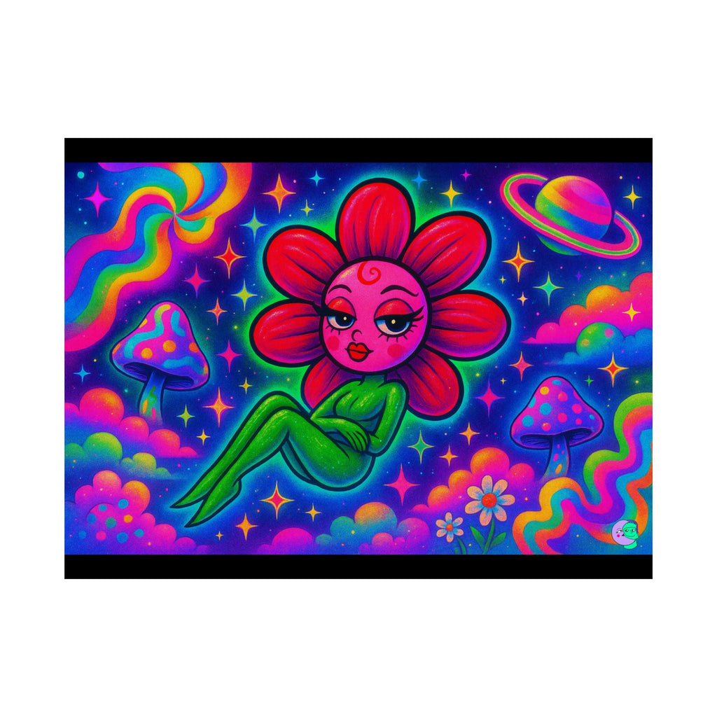 Sweet Pea: Cosmic Bloom Satin Poster - Moon Frankenstein