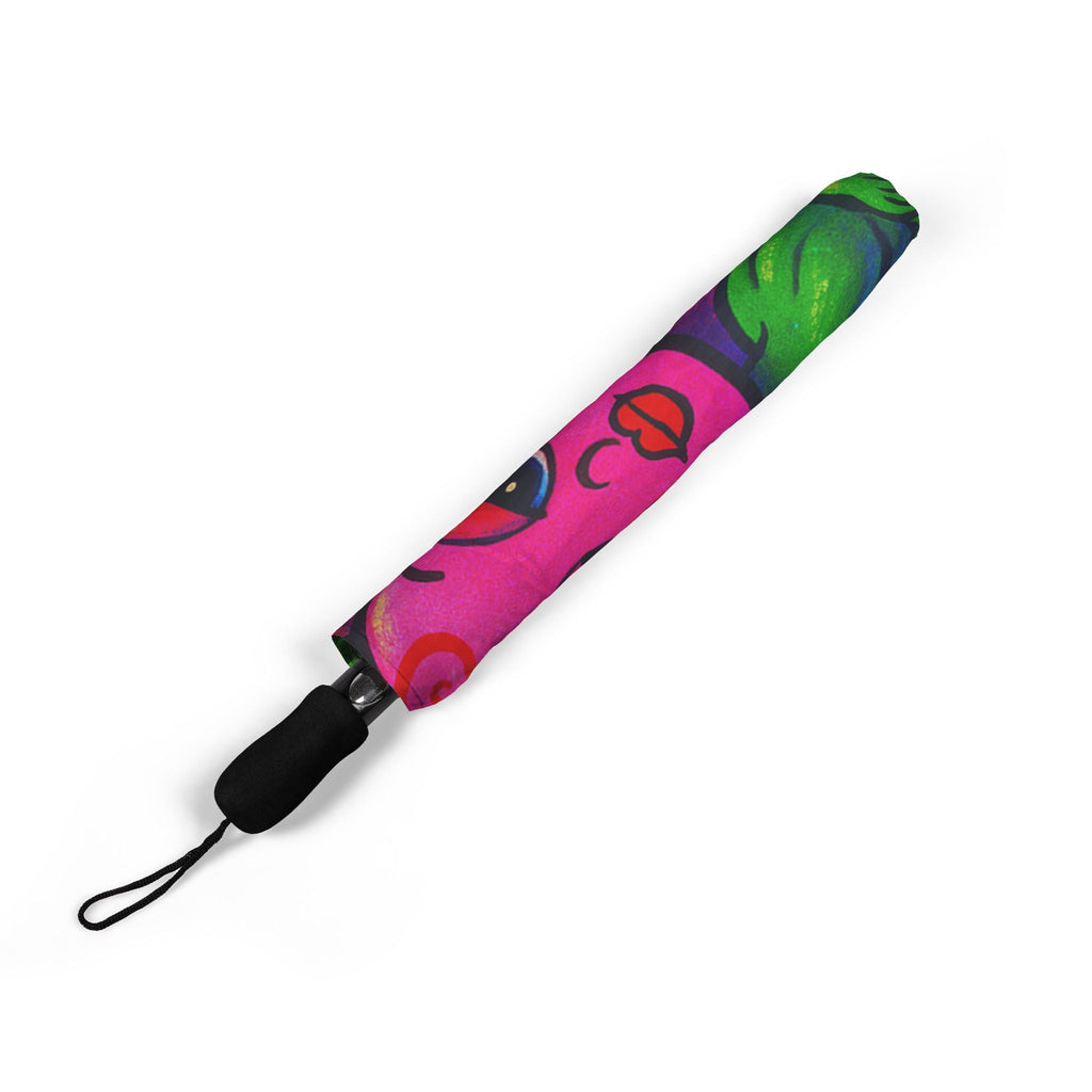 Sweet Pea: Cosmic Bloom Semi - Automatic Foldable Umbrella - Moon Frankenstein