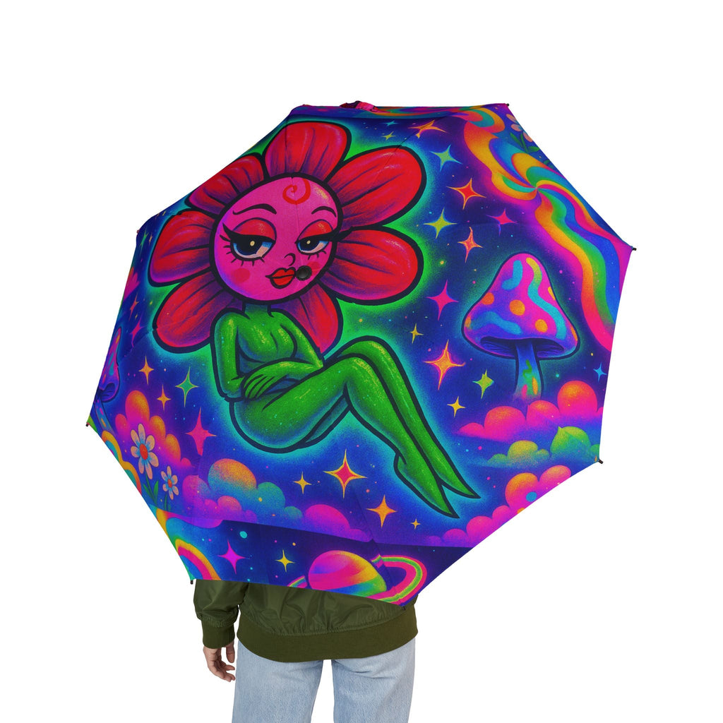Sweet Pea: Cosmic Bloom Semi - Automatic Foldable Umbrella - Moon Frankenstein