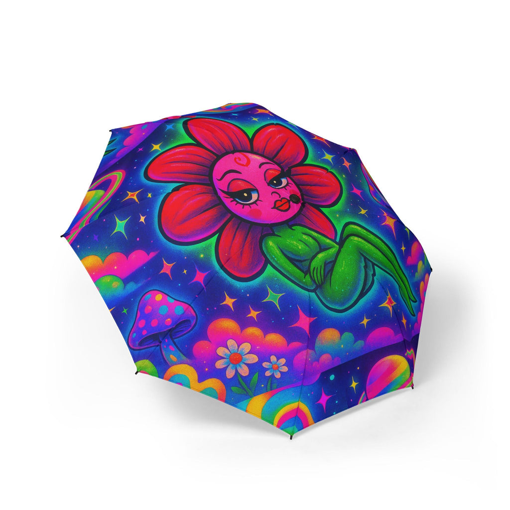 Sweet Pea: Cosmic Bloom Semi - Automatic Foldable Umbrella - Moon Frankenstein