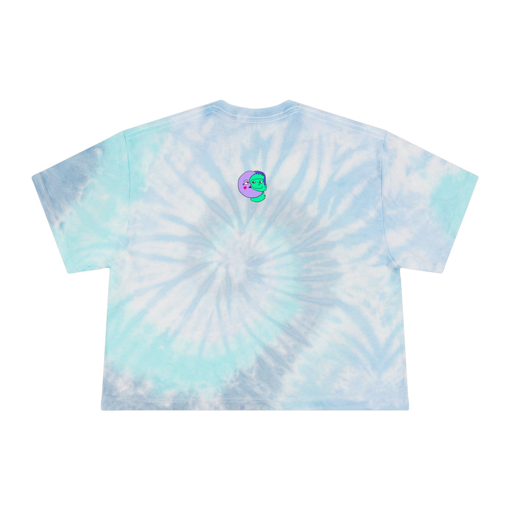Sweet Pea: Cosmic Bloom Tie - Dye Crop Tee - Moon Frankenstein