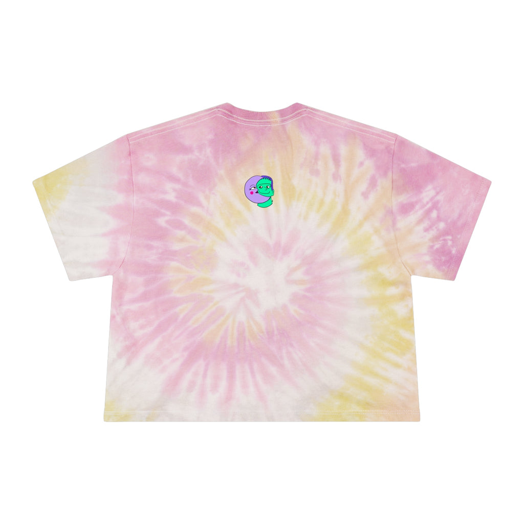 Sweet Pea: Cosmic Bloom Tie - Dye Crop Tee - Moon Frankenstein
