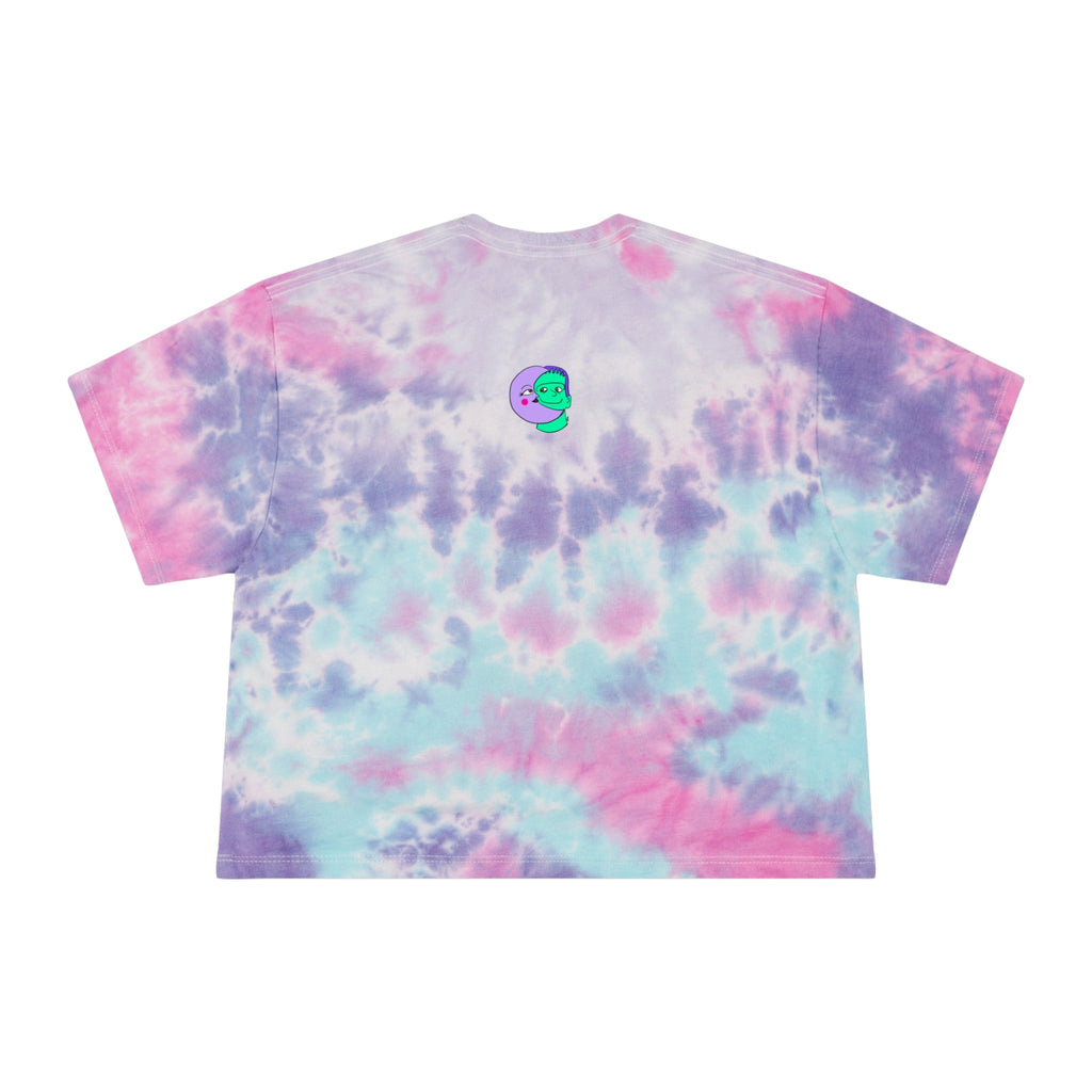 Sweet Pea: Cosmic Bloom Tie - Dye Crop Tee - Moon Frankenstein