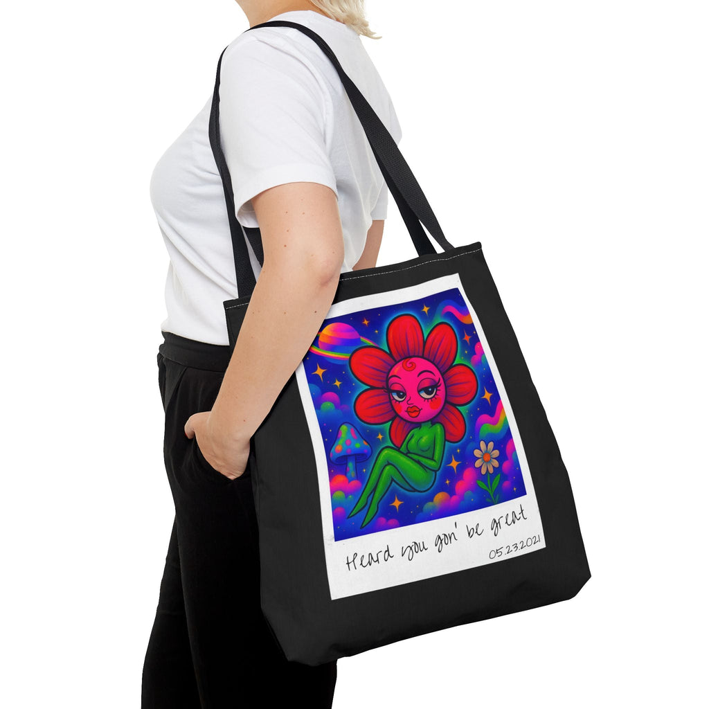 Sweet Pea: Cosmic Bloom Tote Bag - Moon Frankenstein