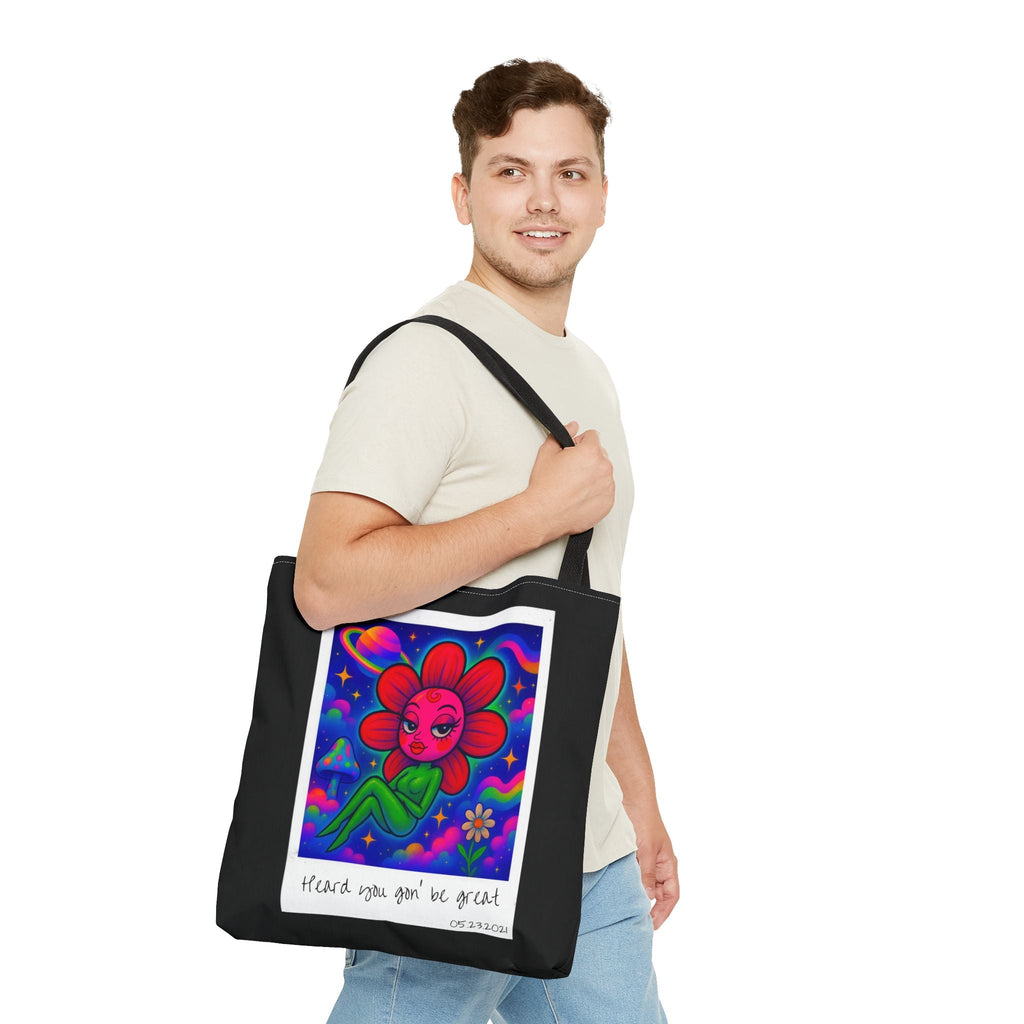 Sweet Pea: Cosmic Bloom Tote Bag - Moon Frankenstein