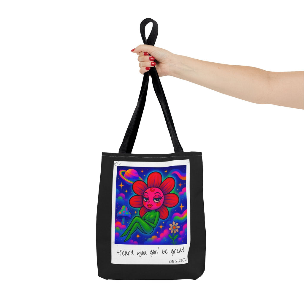 Sweet Pea: Cosmic Bloom Tote Bag - Moon Frankenstein