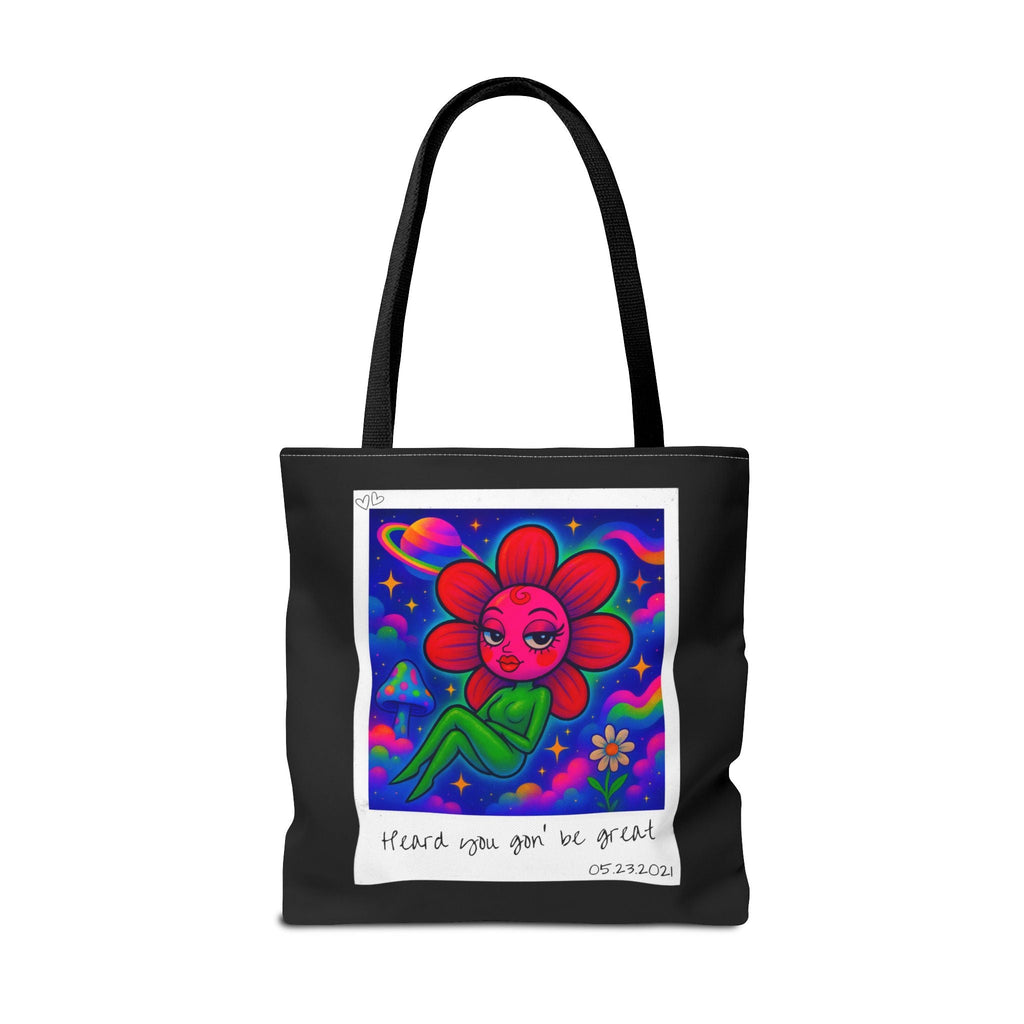 Sweet Pea: Cosmic Bloom Tote Bag - Moon Frankenstein