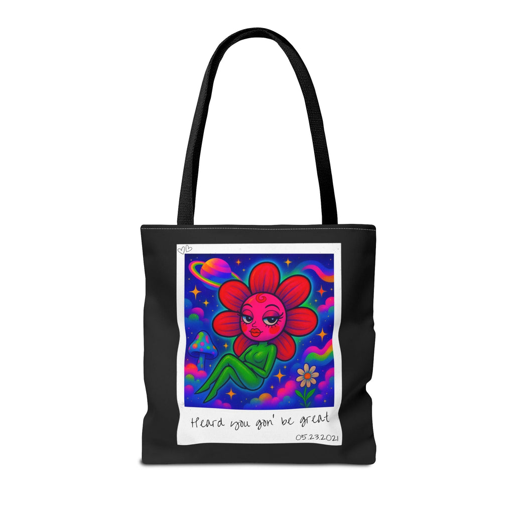 Sweet Pea: Cosmic Bloom Tote Bag - Moon Frankenstein