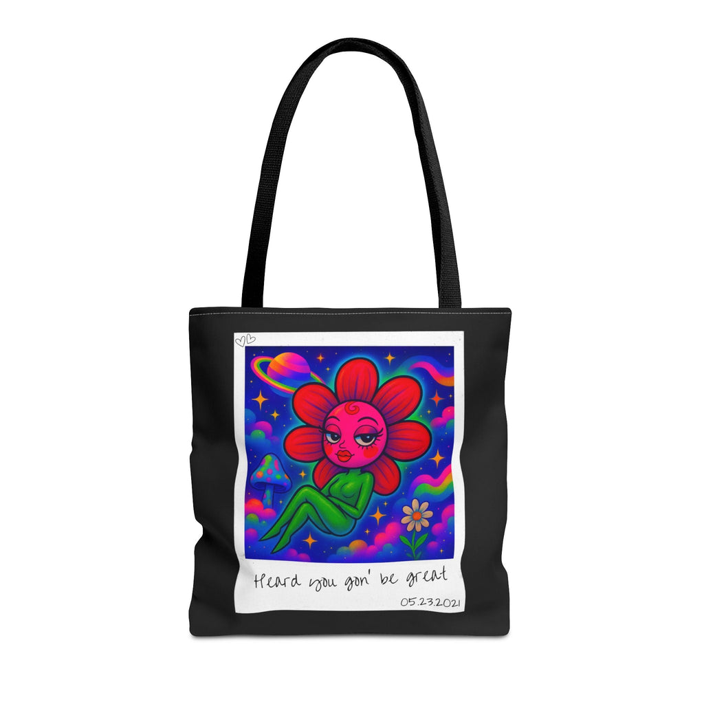 Sweet Pea: Cosmic Bloom Tote Bag - Moon Frankenstein