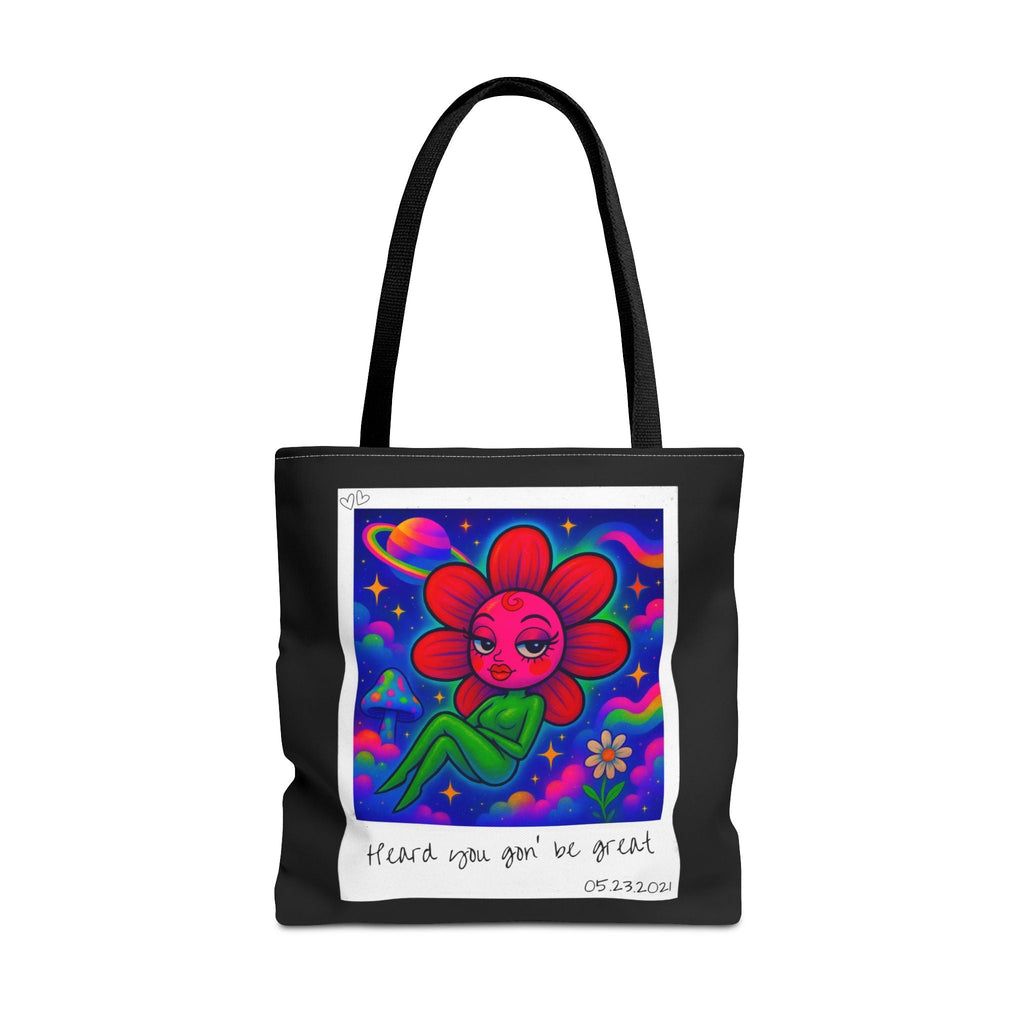 Sweet Pea: Cosmic Bloom Tote Bag - Moon Frankenstein