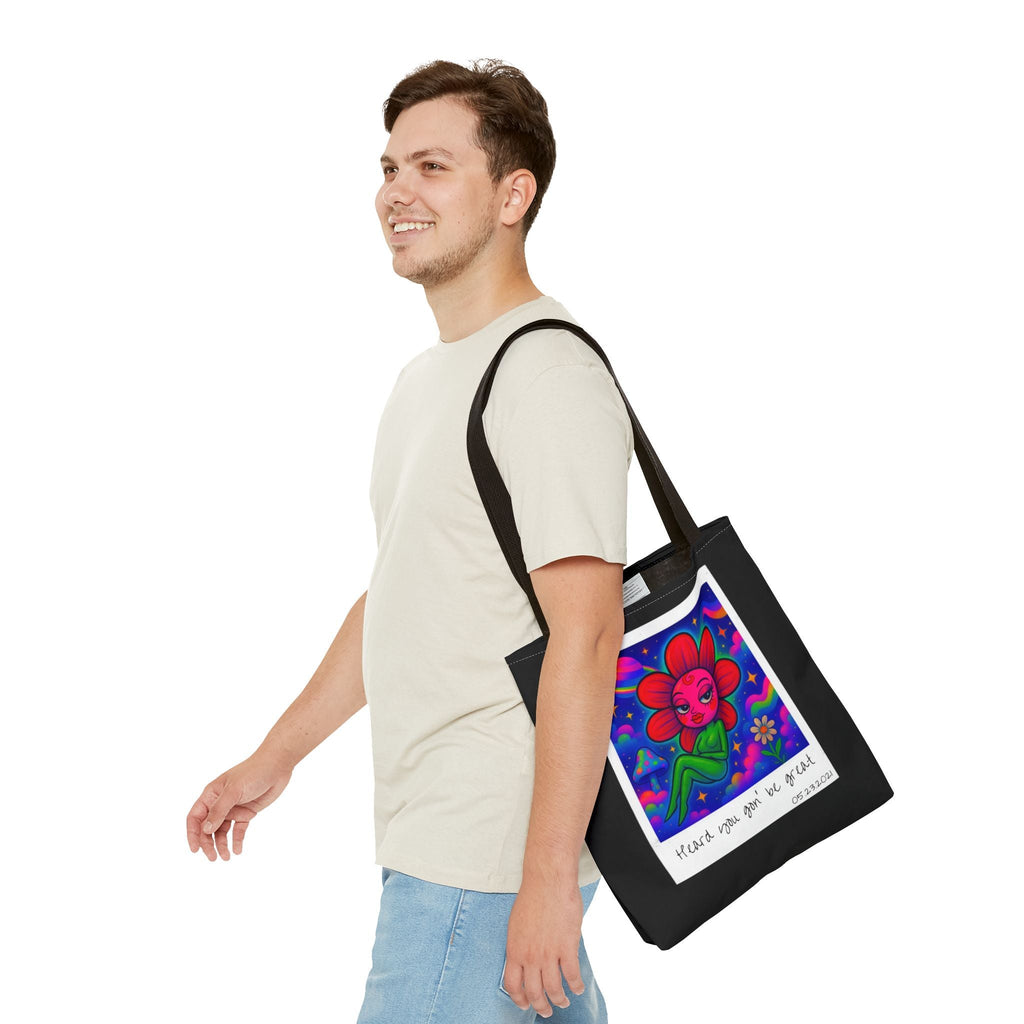Sweet Pea: Cosmic Bloom Tote Bag - Moon Frankenstein