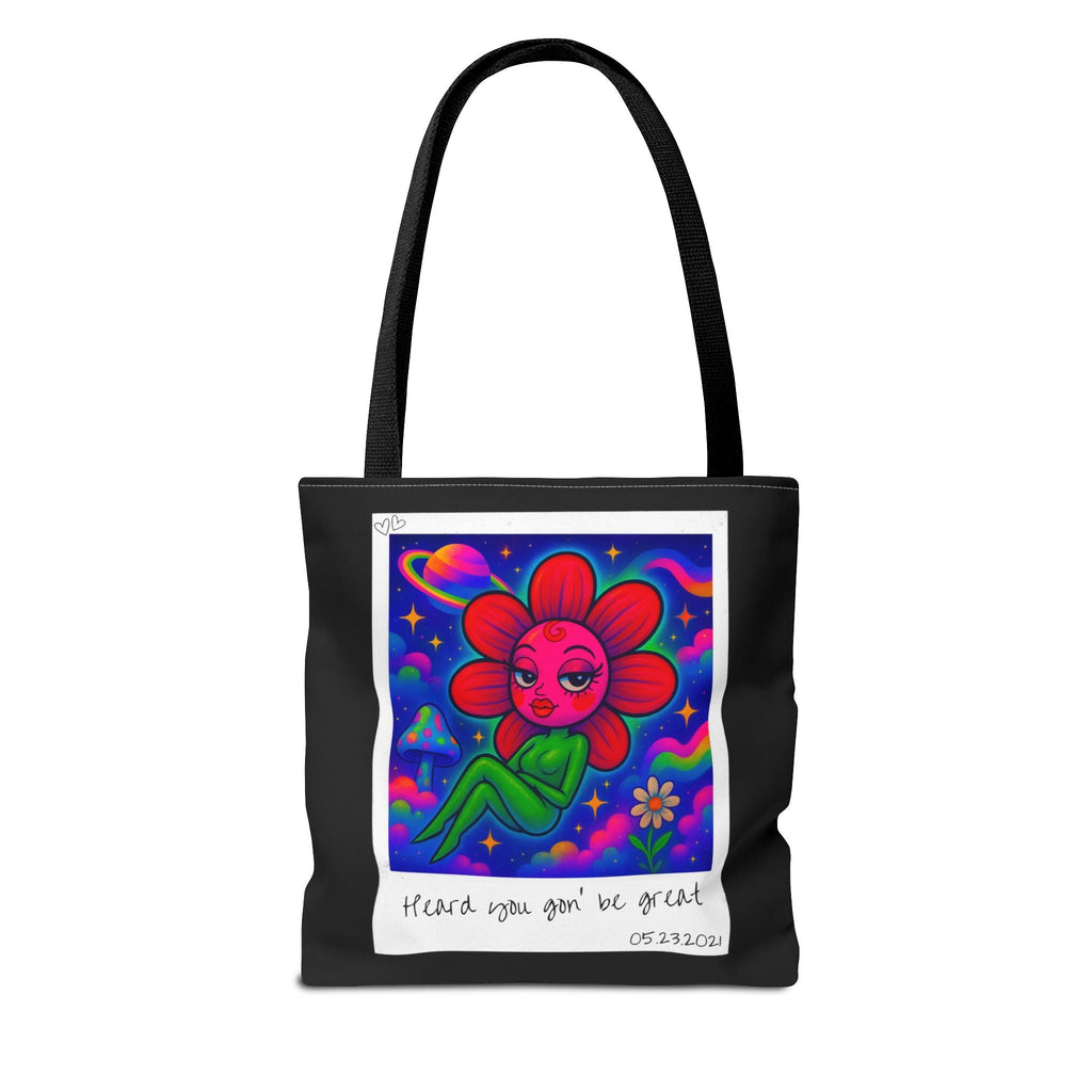 Sweet Pea: Cosmic Bloom Tote Bag - Moon Frankenstein