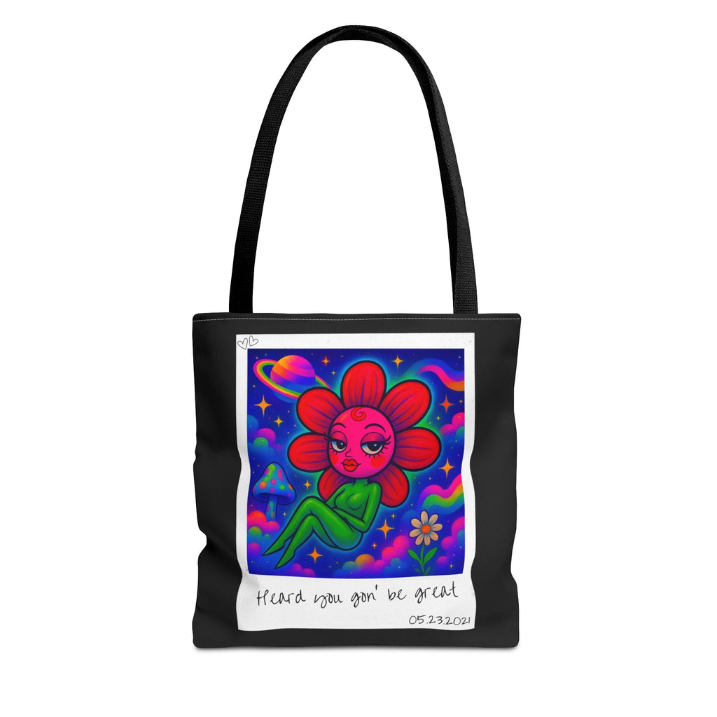 Sweet Pea: Cosmic Bloom Tote Bag - Moon Frankenstein