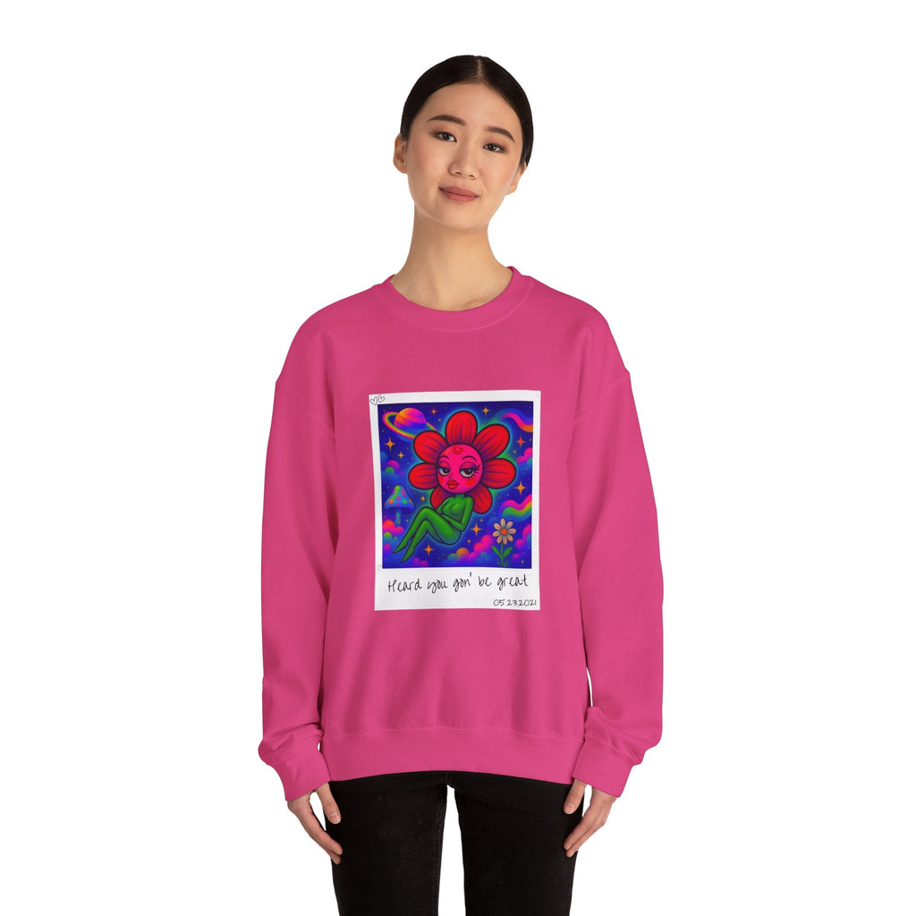 Sweet Pea: Cosmic Bloom Unisex Crewneck Sweatshirt - Moon Frankenstein