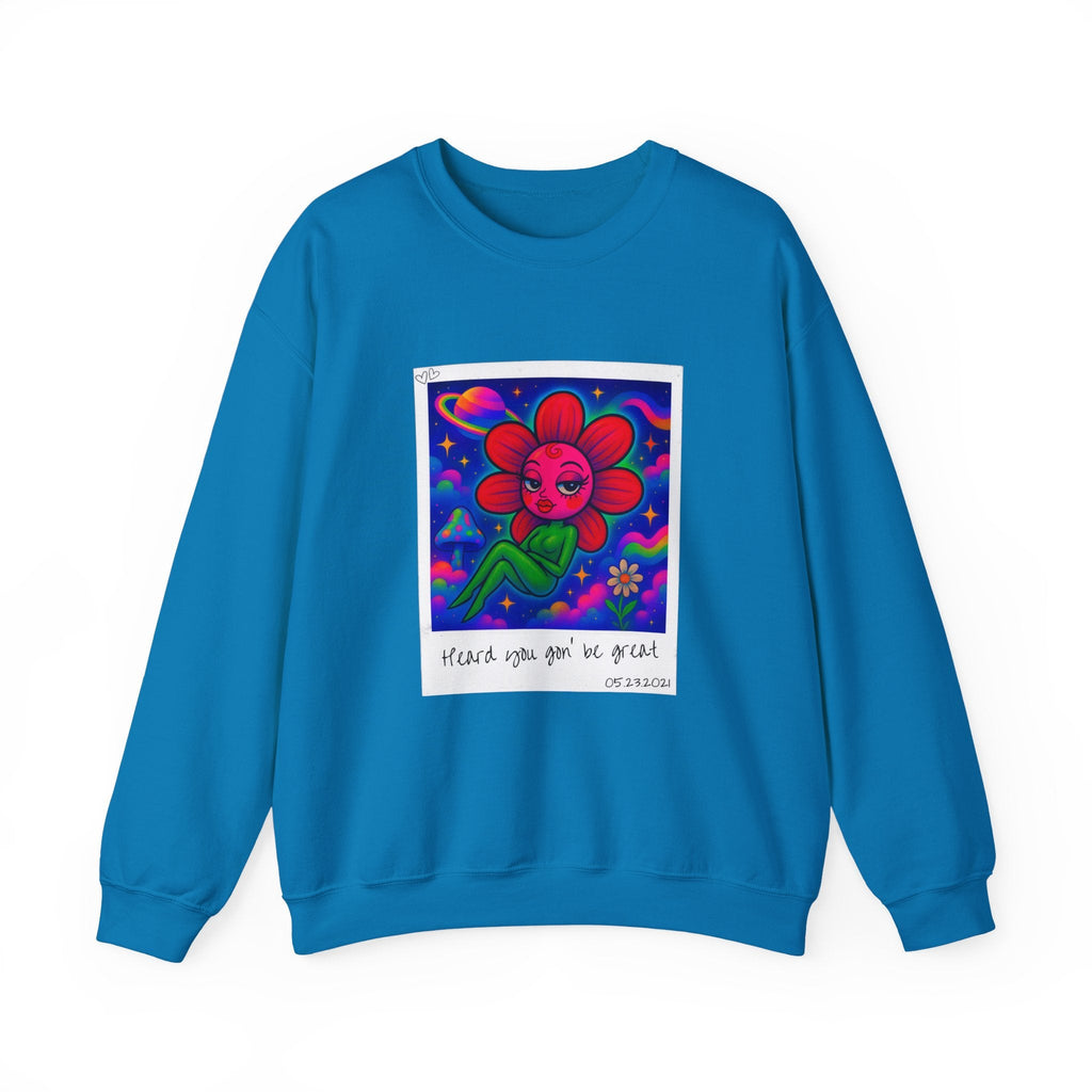 Sweet Pea: Cosmic Bloom Unisex Crewneck Sweatshirt - Moon Frankenstein