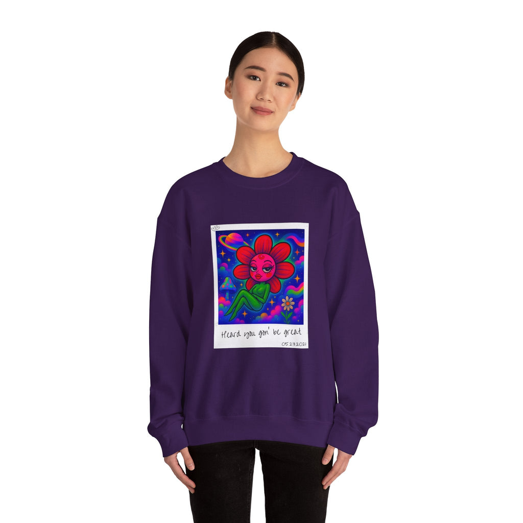 Sweet Pea: Cosmic Bloom Unisex Crewneck Sweatshirt - Moon Frankenstein