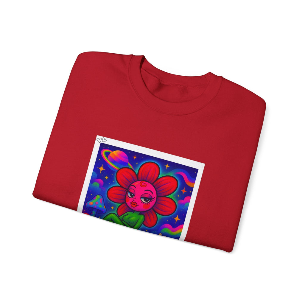 Sweet Pea: Cosmic Bloom Unisex Crewneck Sweatshirt - Moon Frankenstein
