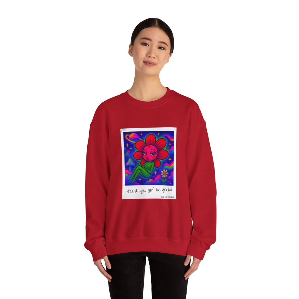 Sweet Pea: Cosmic Bloom Unisex Crewneck Sweatshirt - Moon Frankenstein