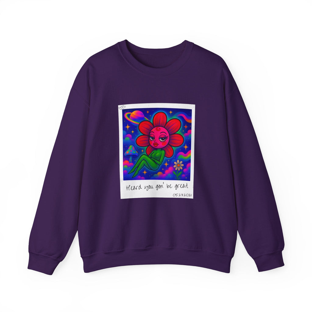 Sweet Pea: Cosmic Bloom Unisex Crewneck Sweatshirt - Moon Frankenstein