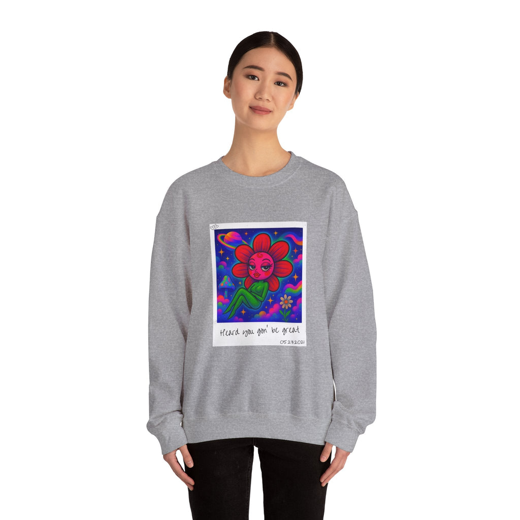 Sweet Pea: Cosmic Bloom Unisex Crewneck Sweatshirt - Moon Frankenstein