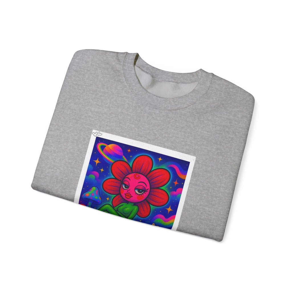 Sweet Pea: Cosmic Bloom Unisex Crewneck Sweatshirt - Moon Frankenstein