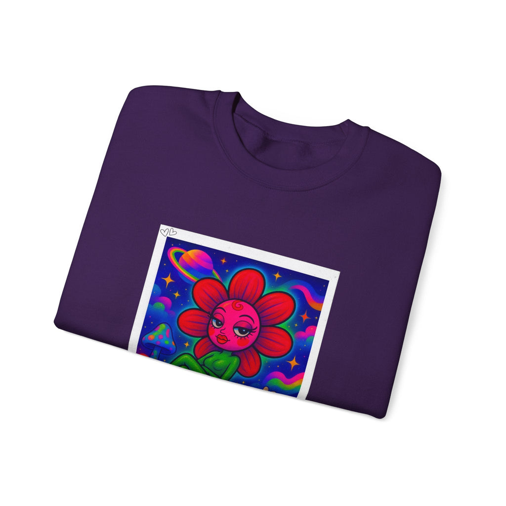 Sweet Pea: Cosmic Bloom Unisex Crewneck Sweatshirt - Moon Frankenstein