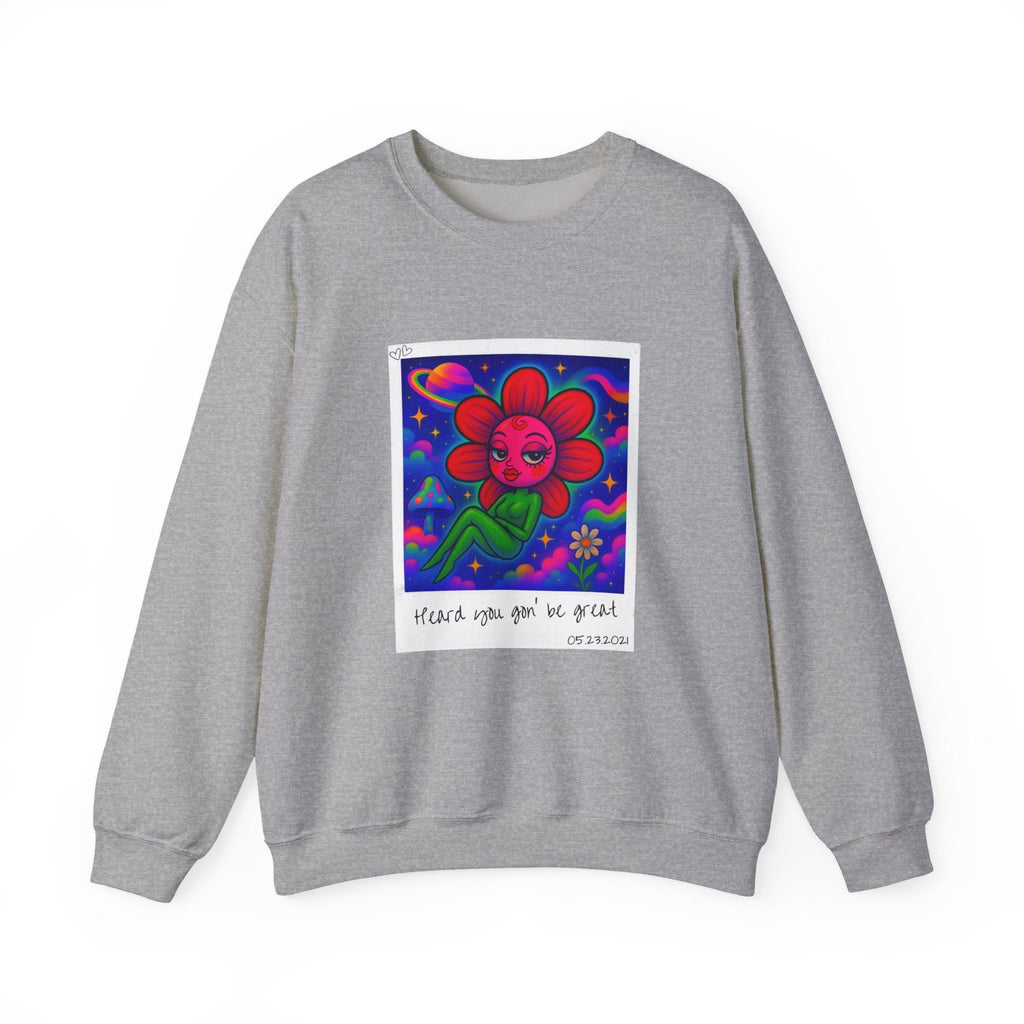 Sweet Pea: Cosmic Bloom Unisex Crewneck Sweatshirt - Moon Frankenstein