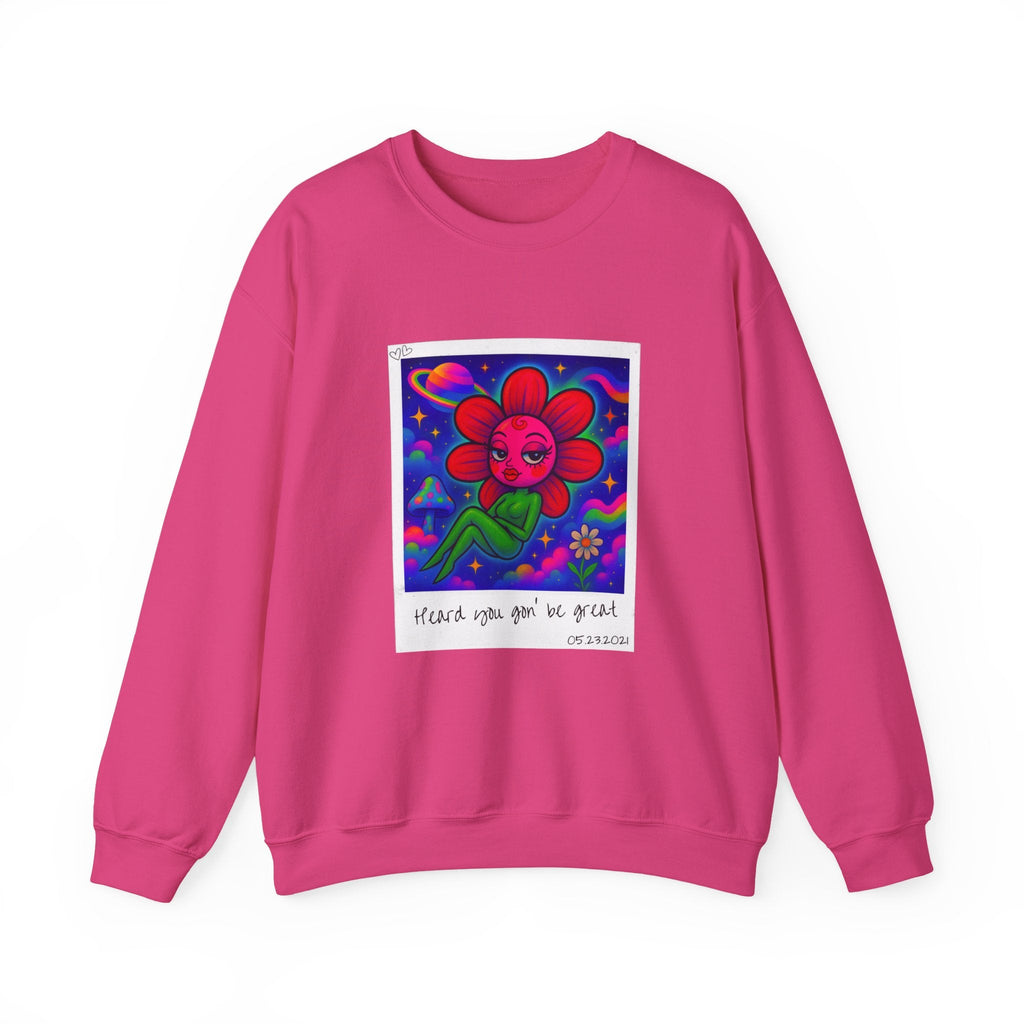 Sweet Pea: Cosmic Bloom Unisex Crewneck Sweatshirt - Moon Frankenstein