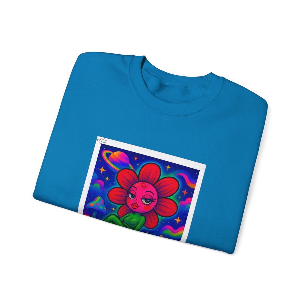 Sweet Pea: Cosmic Bloom Unisex Crewneck Sweatshirt - Moon Frankenstein