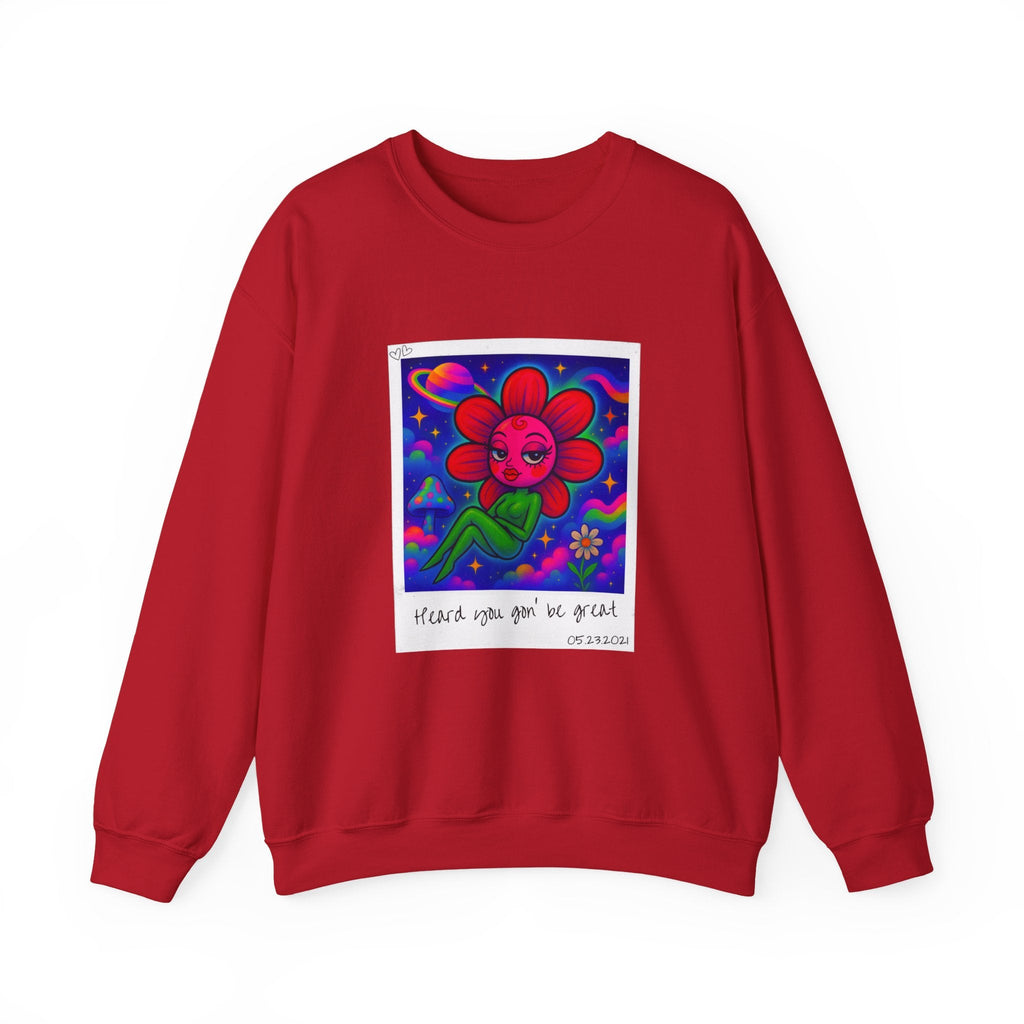 Sweet Pea: Cosmic Bloom Unisex Crewneck Sweatshirt - Moon Frankenstein