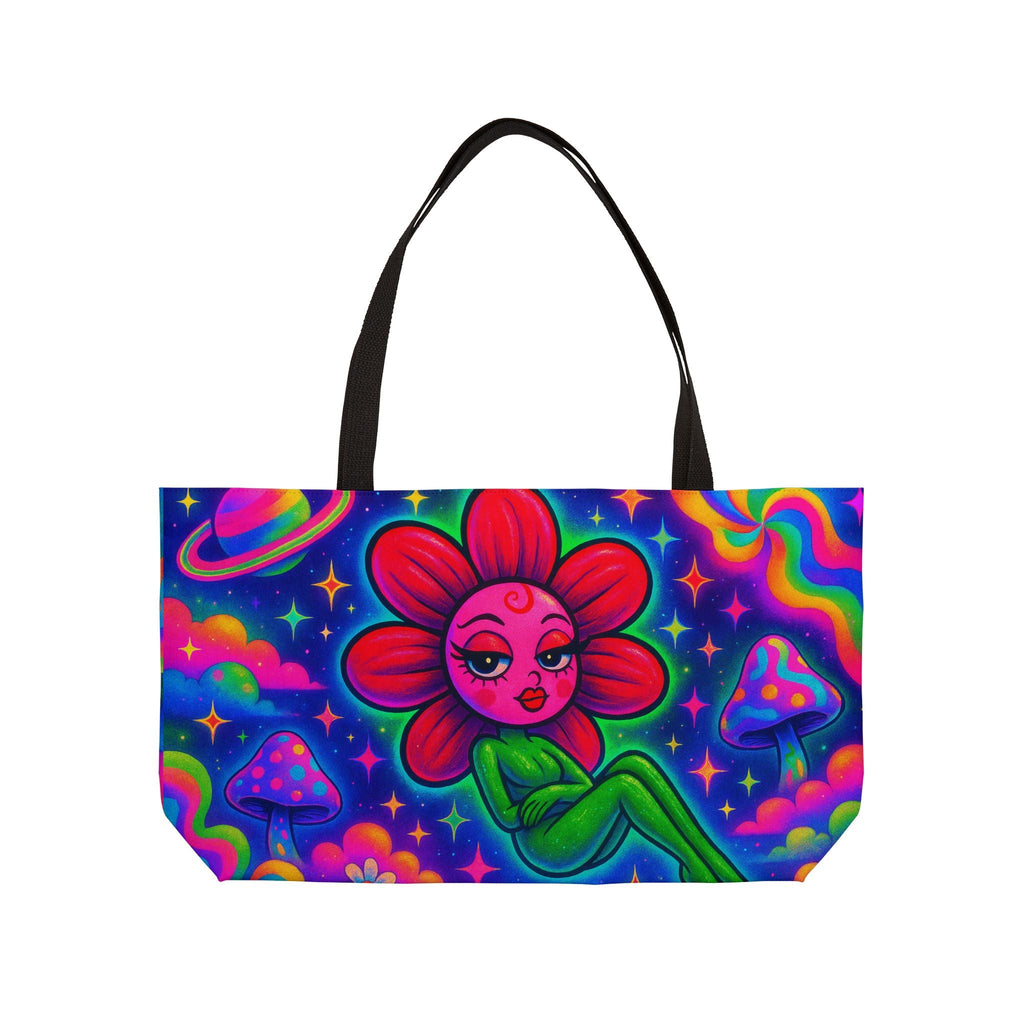 Sweet Pea: Cosmic Bloom Weekender Tote Bag - Moon Frankenstein