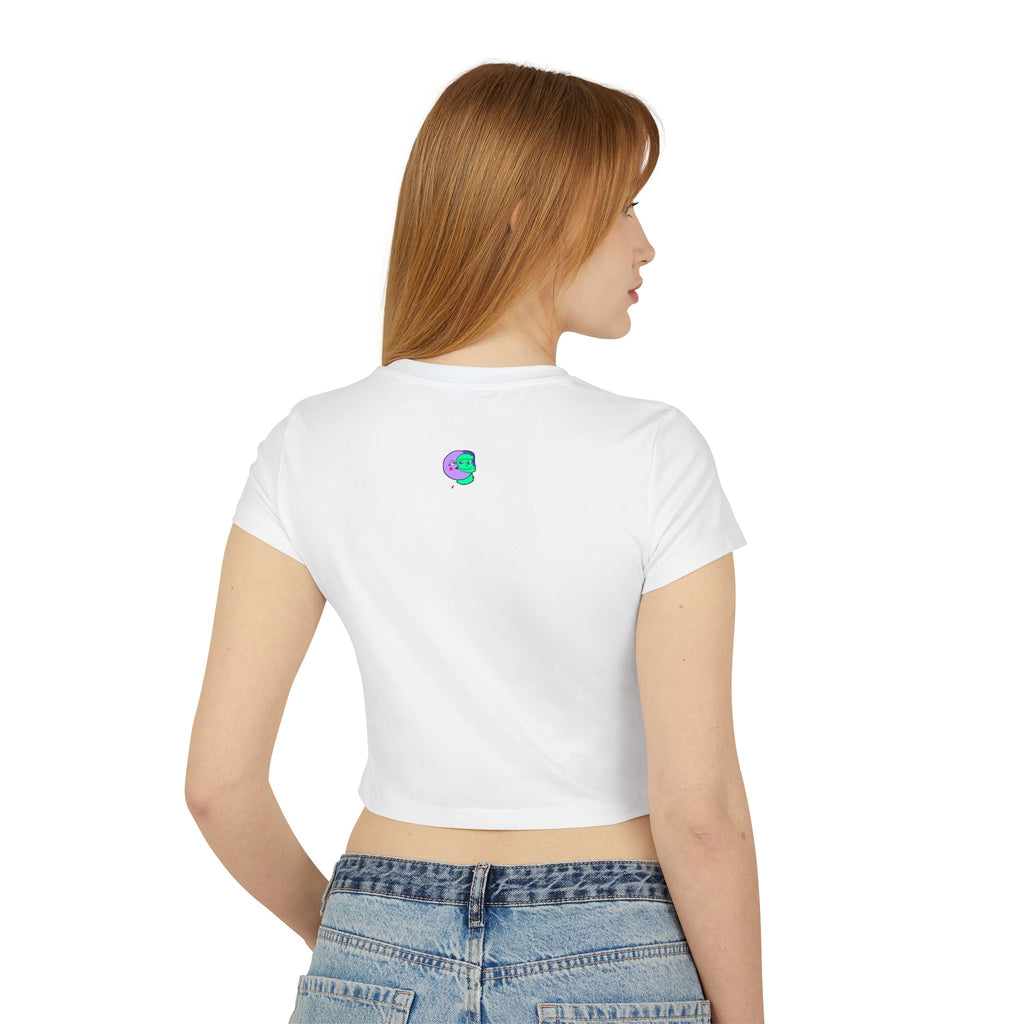 Sweet Pea: Cosmic Bloom Women's Baby Tee - Moon Frankenstein