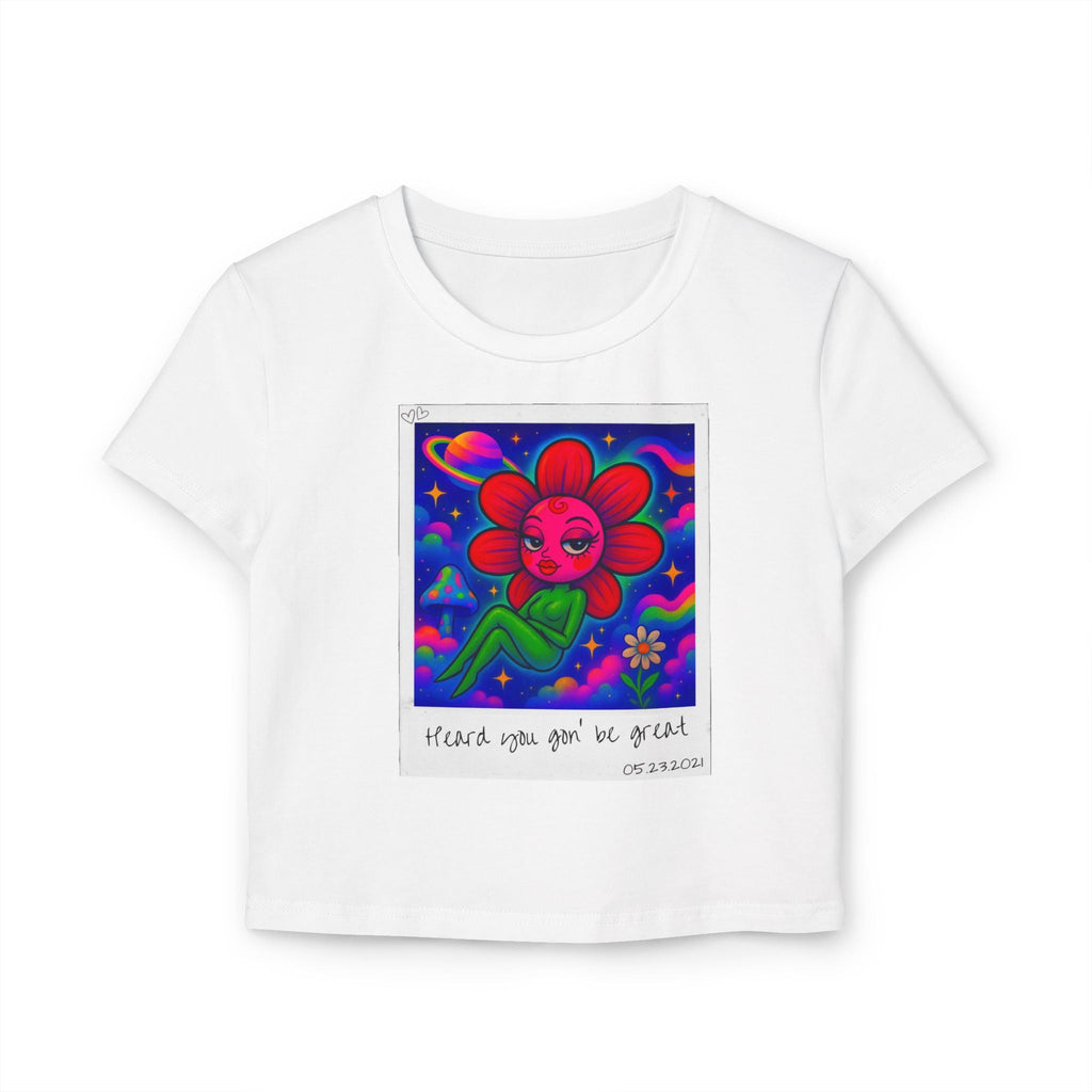 Sweet Pea: Cosmic Bloom Women's Baby Tee - Moon Frankenstein