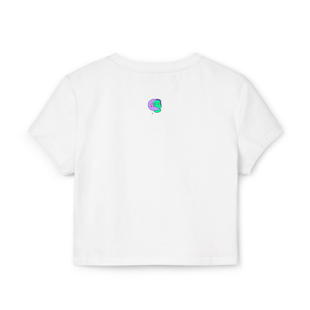 Sweet Pea: Cosmic Bloom Women's Baby Tee - Moon Frankenstein