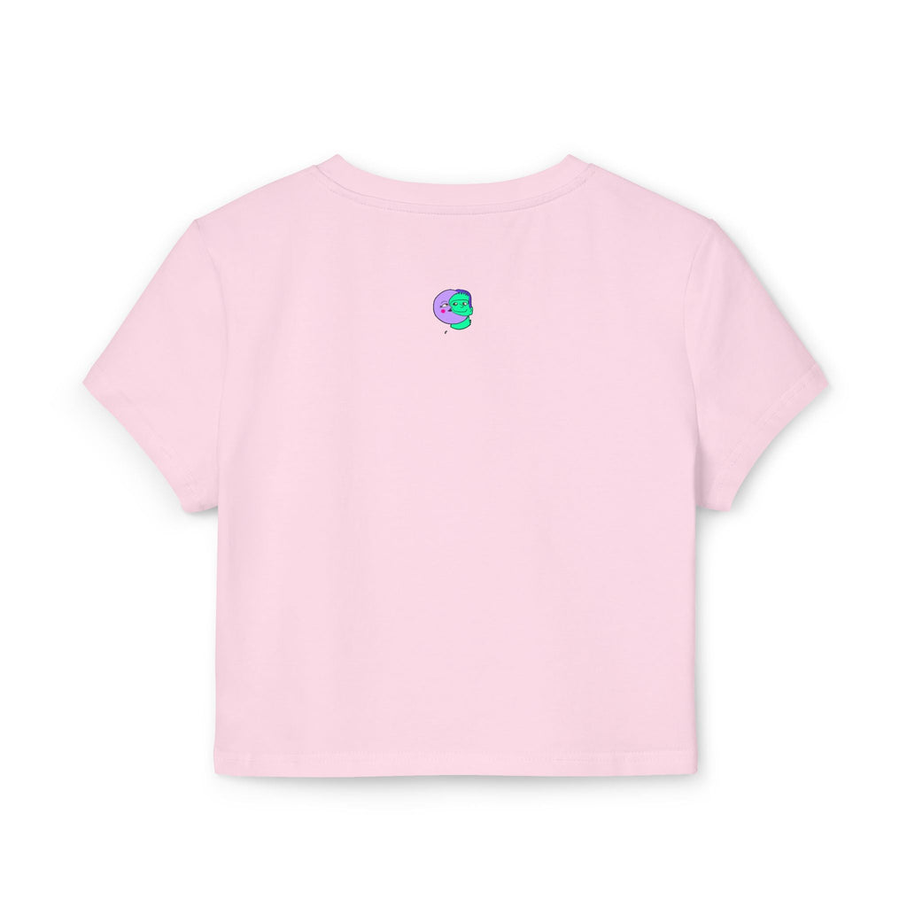 Sweet Pea: Cosmic Bloom Women's Baby Tee - Moon Frankenstein