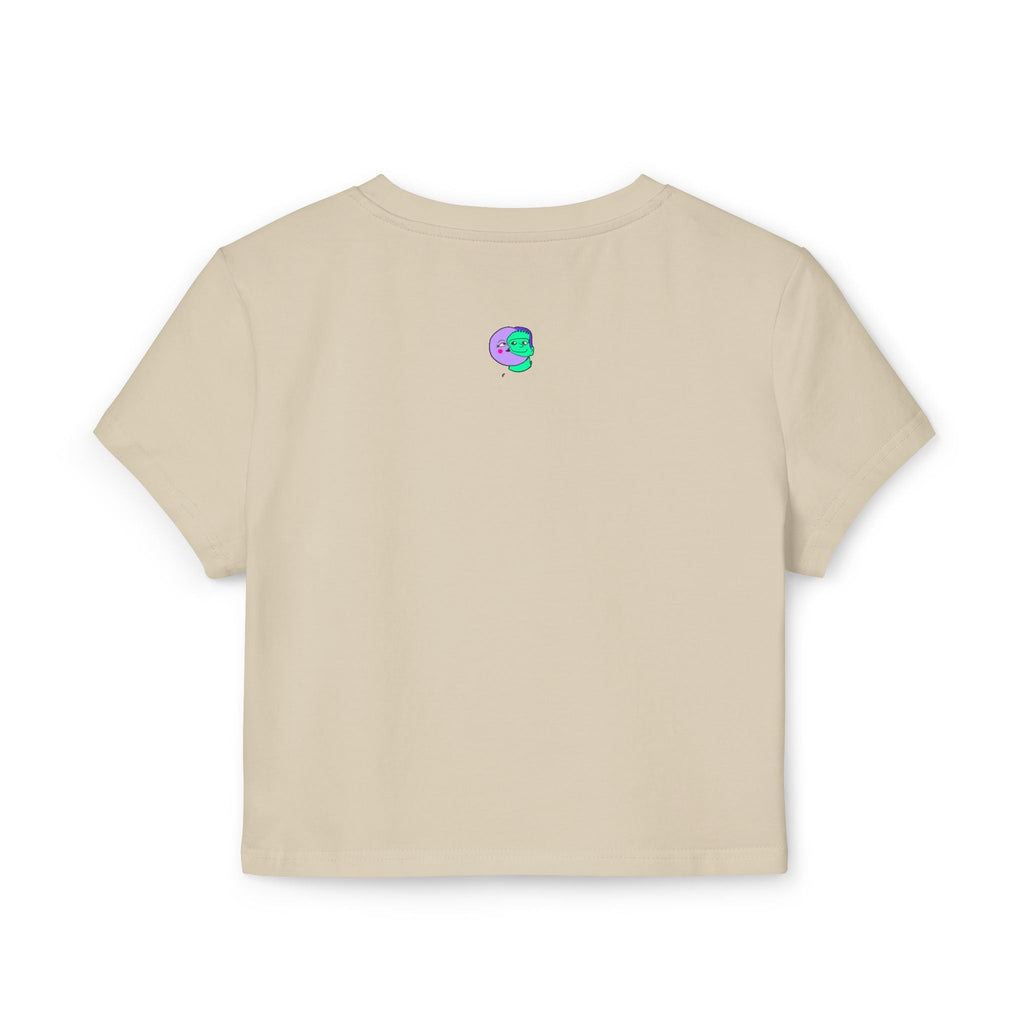 Sweet Pea: Cosmic Bloom Women's Baby Tee - Moon Frankenstein
