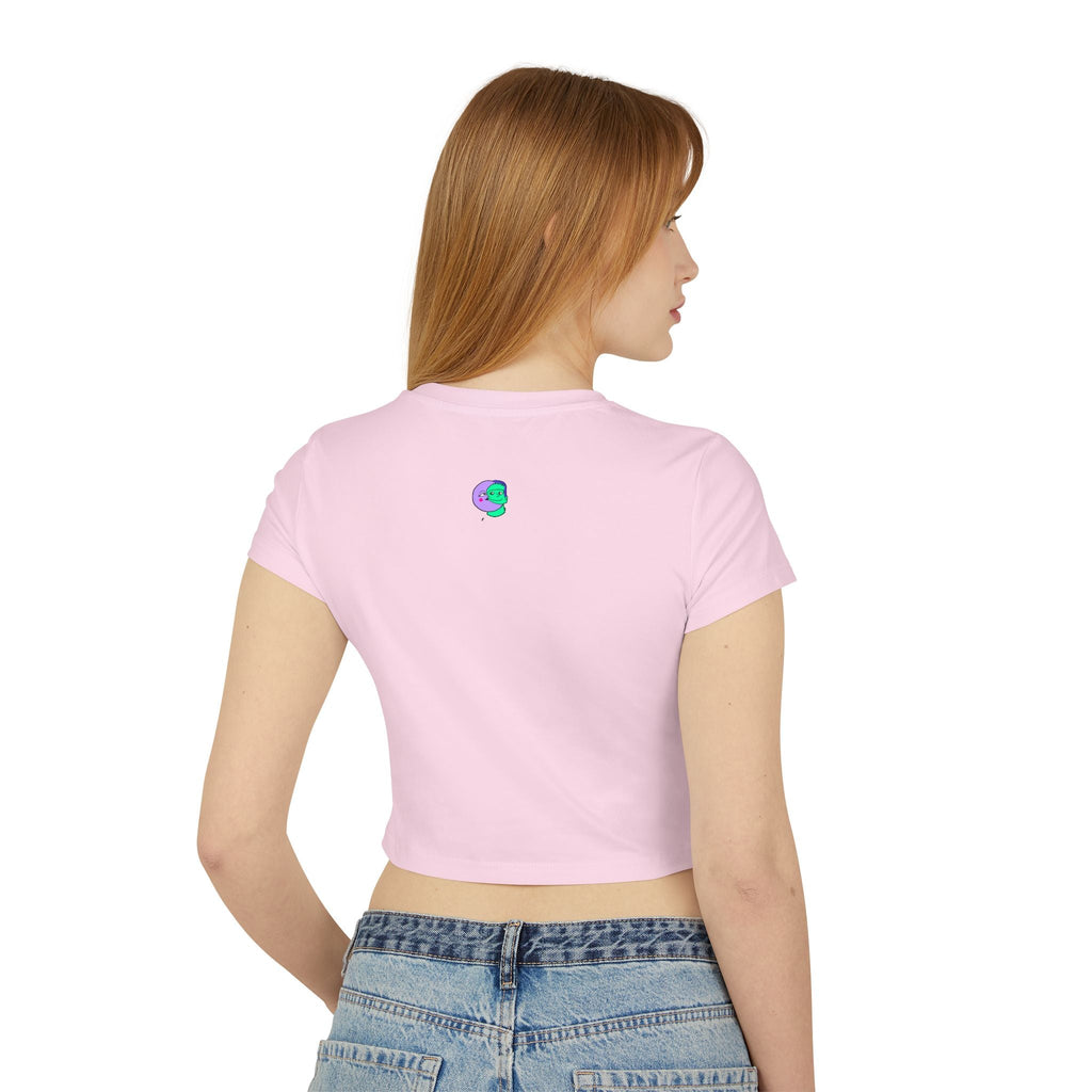 Sweet Pea: Cosmic Bloom Women's Baby Tee - Moon Frankenstein