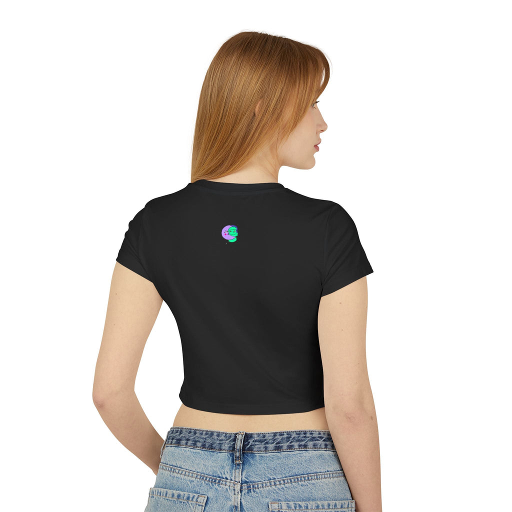 Sweet Pea: Cosmic Bloom Women's Baby Tee - Moon Frankenstein