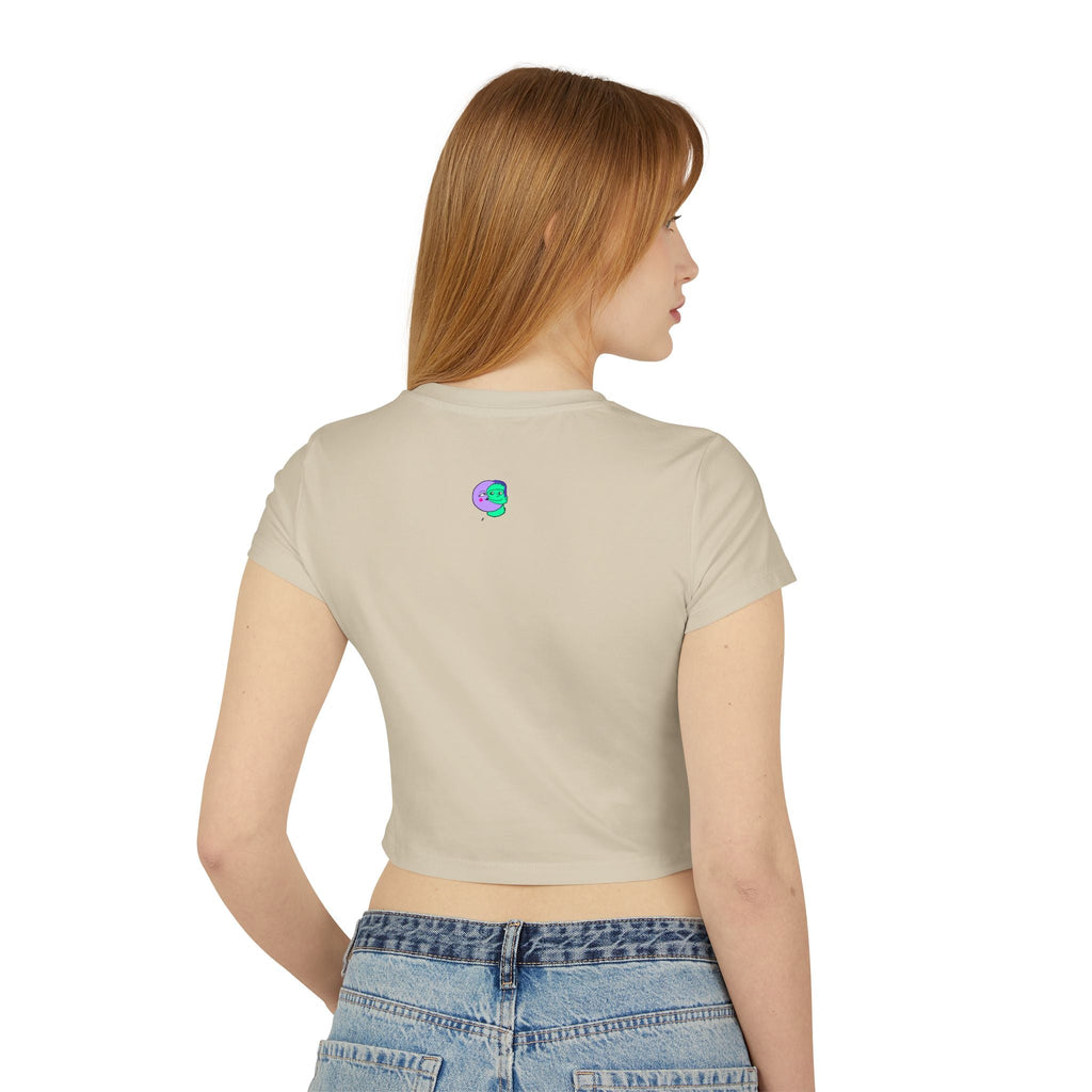 Sweet Pea: Cosmic Bloom Women's Baby Tee - Moon Frankenstein
