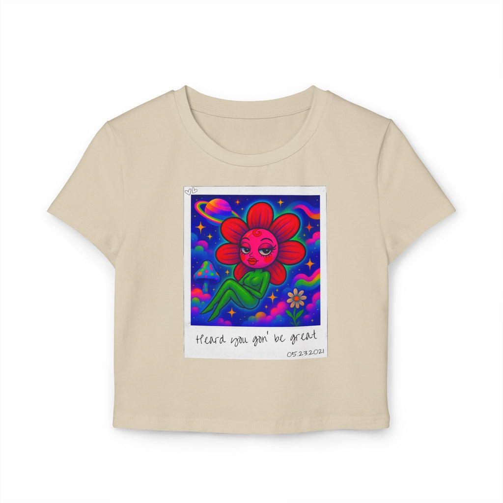 Sweet Pea: Cosmic Bloom Women's Baby Tee - Moon Frankenstein